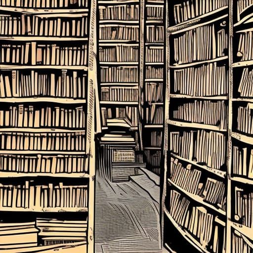 Deep In The Stacks Of The Dark Library Scary Ominous Claustrophobic