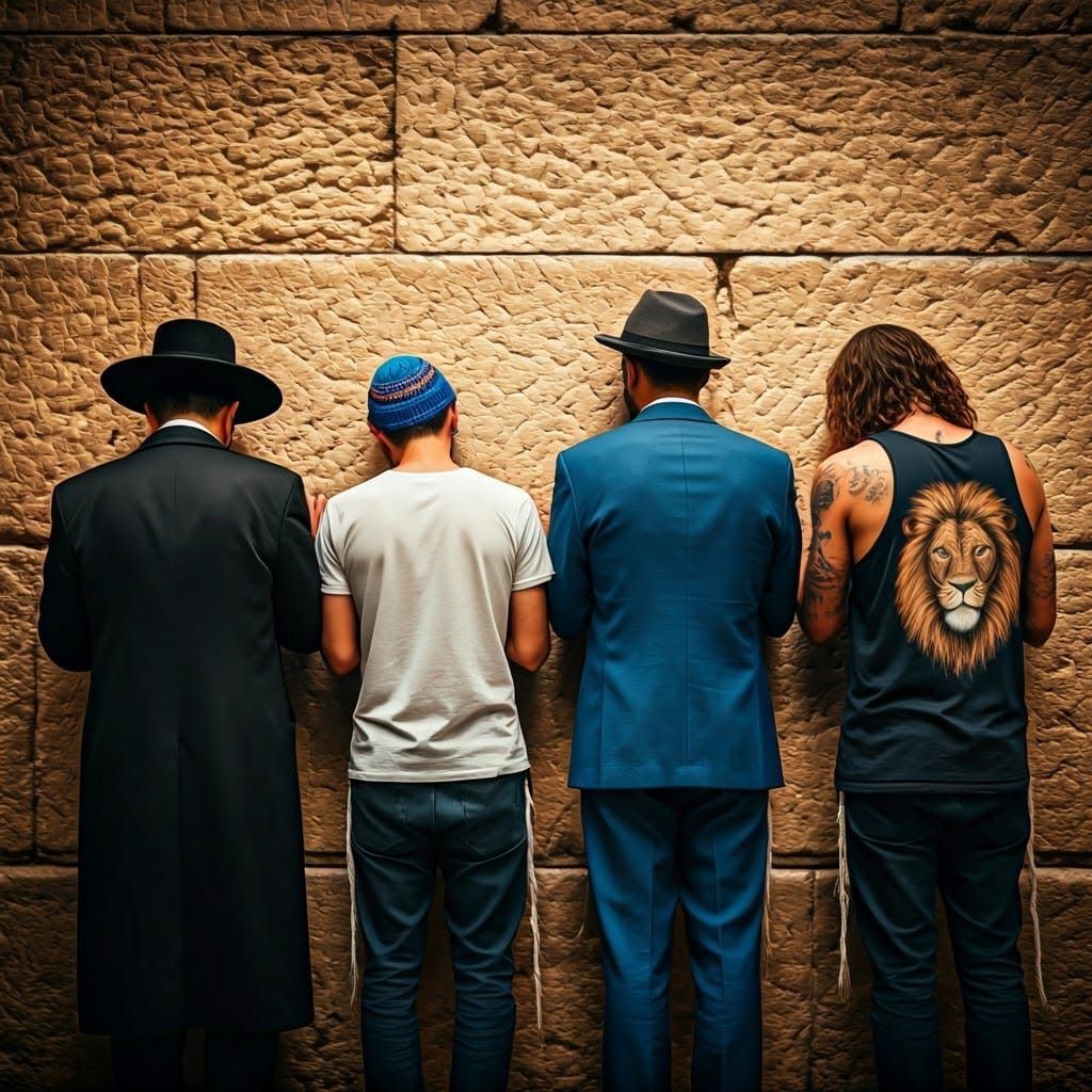 Men of All Backgrounds Pray at Western Wall