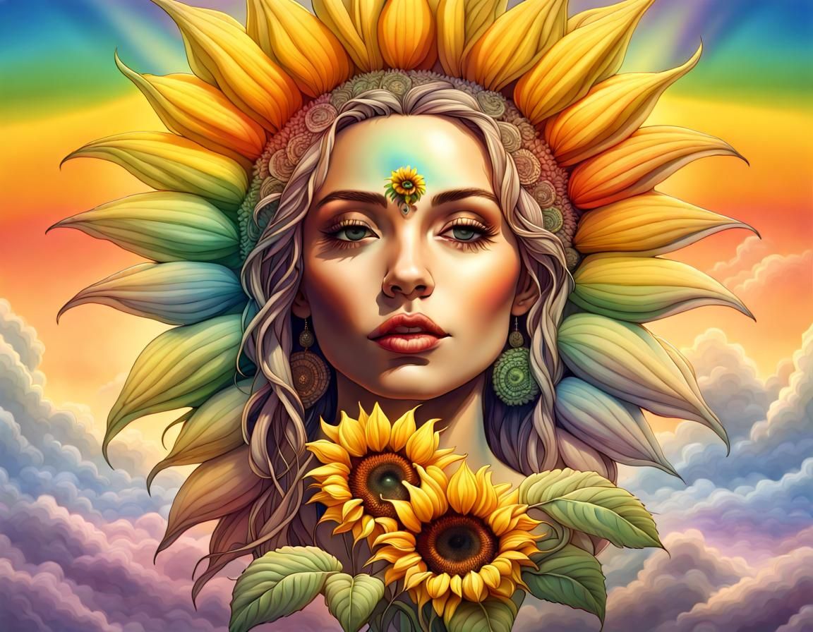 The Goddess of Sunflowers - AI Generated Artwork - NightCafe Creator