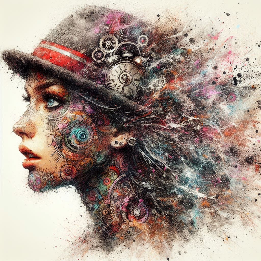 double exposure beautiful fantasy DALL-E 3 portrait landscap...