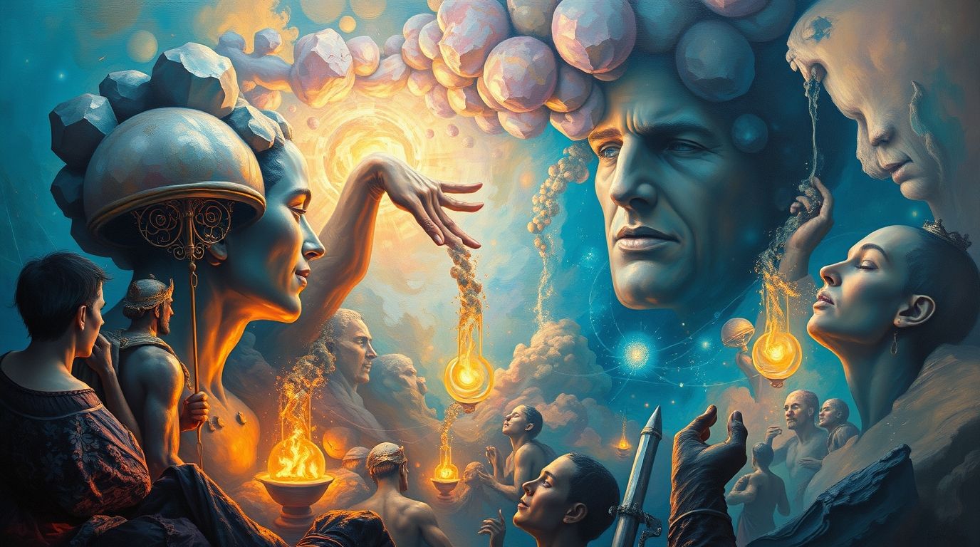 Luminescent thought collectors distilling dream essence