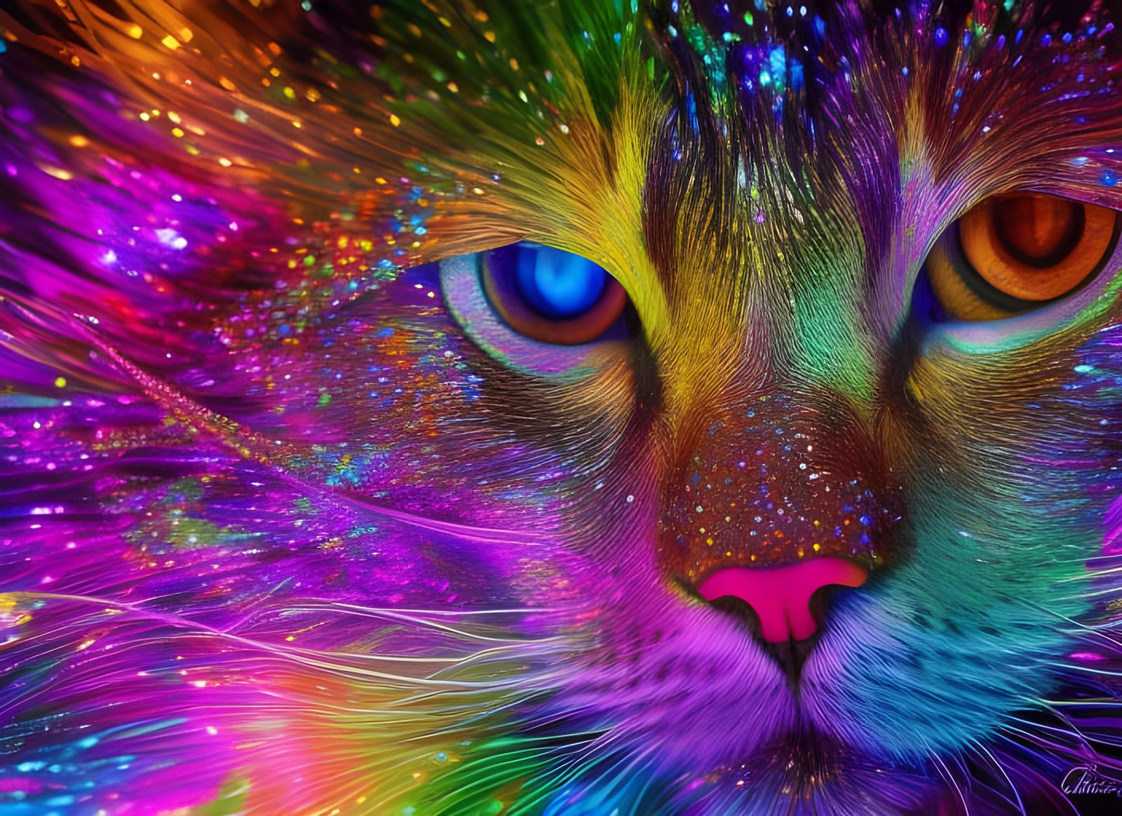 Rainbow Glitter Cat