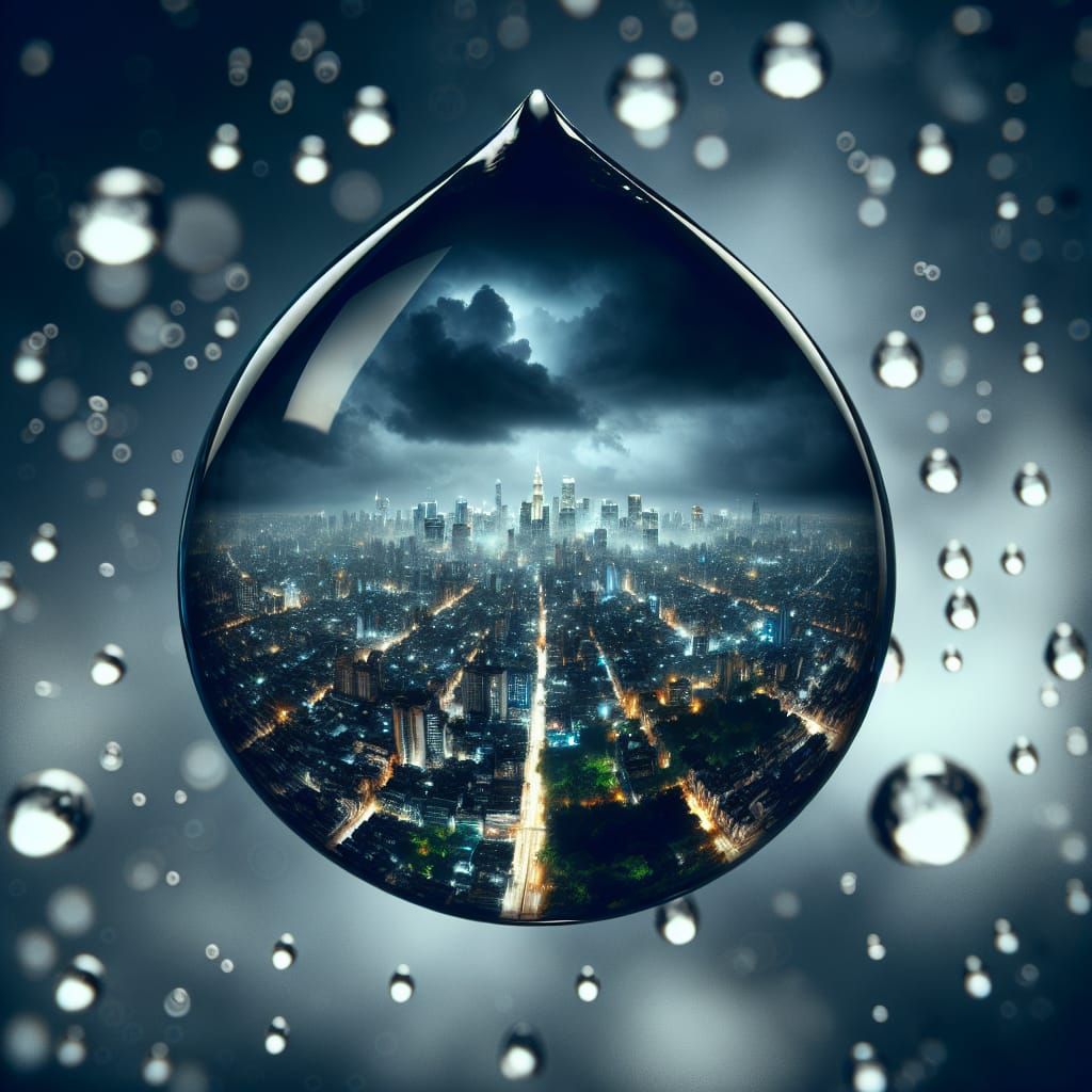 A raindrop city  by @Moonshadow
