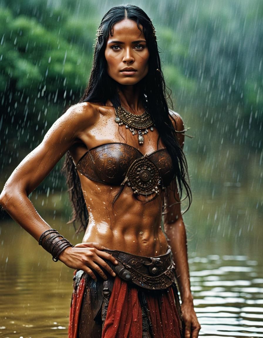 warrior princess in the rain