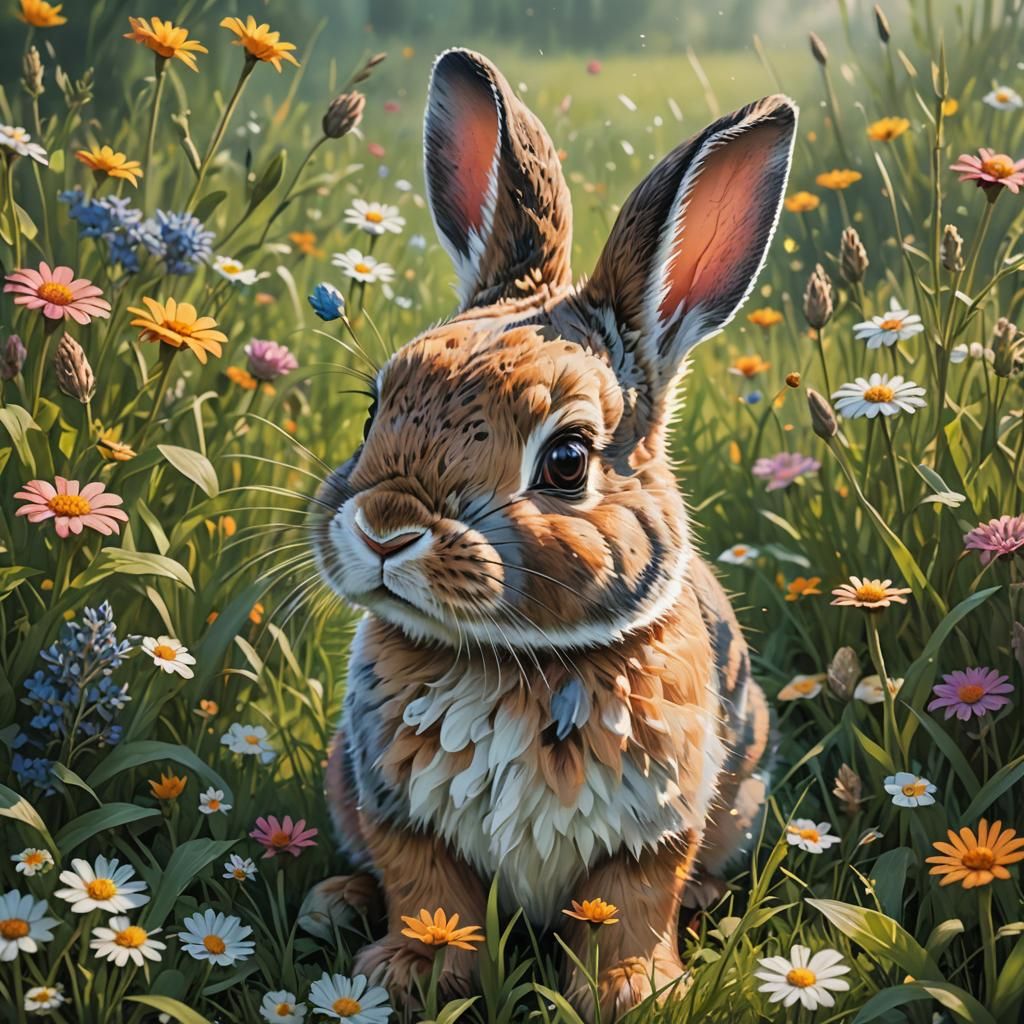 a cute bunny in a meadow