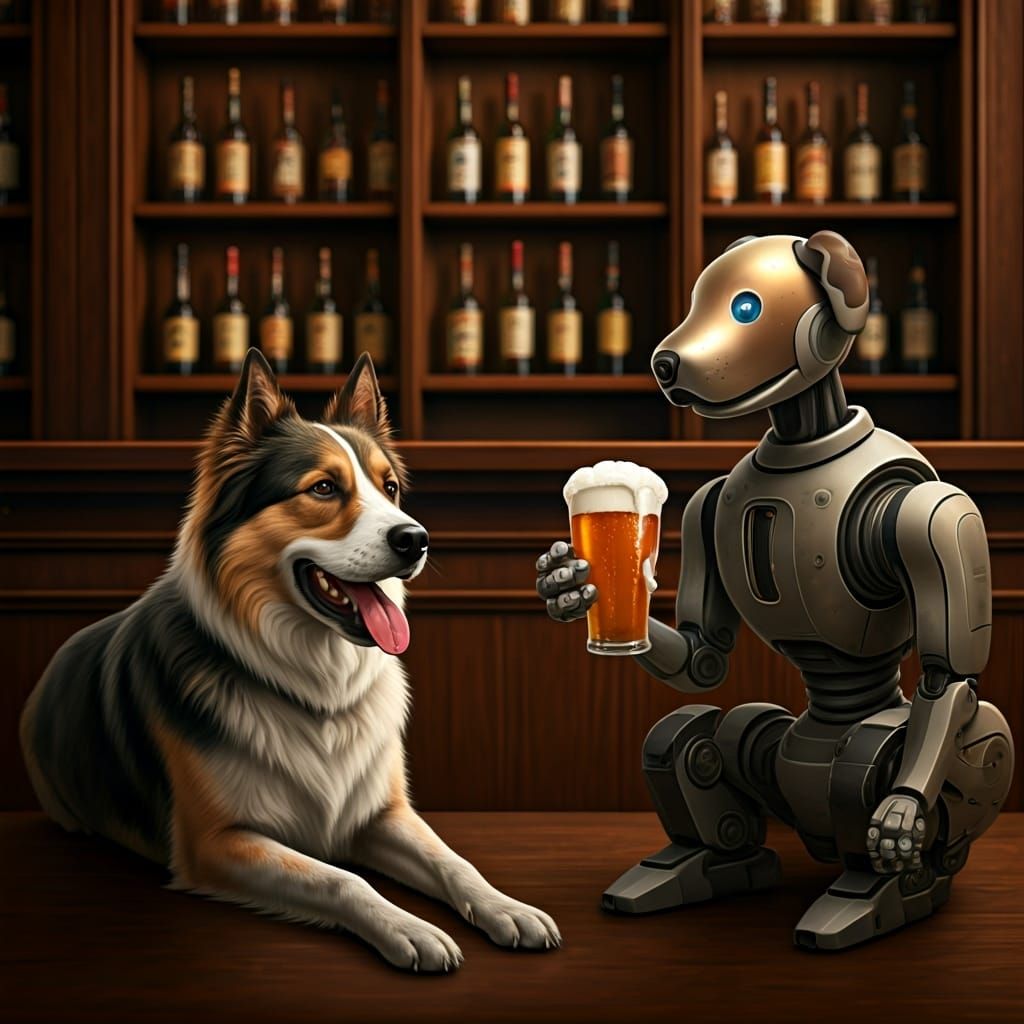 Dogs Chatting at a Bar