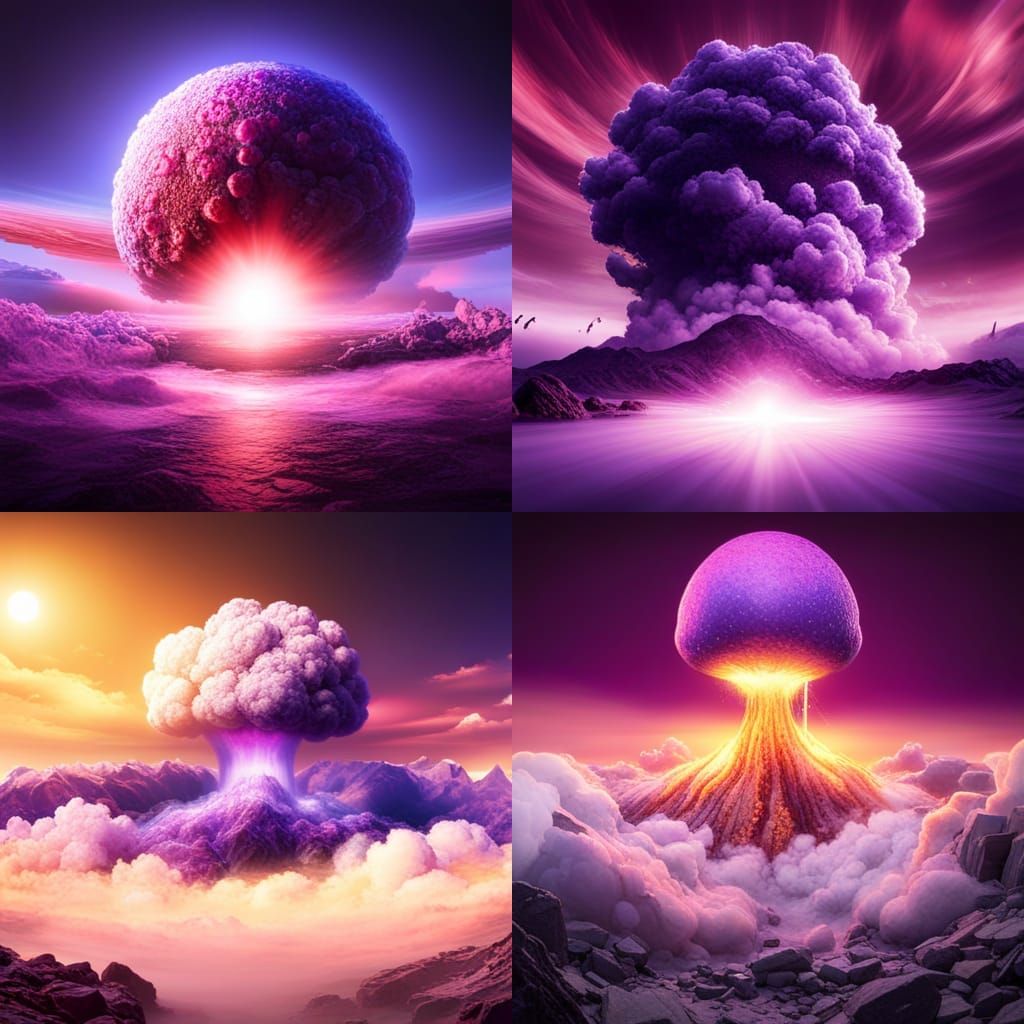 purple atomic bomb explosion