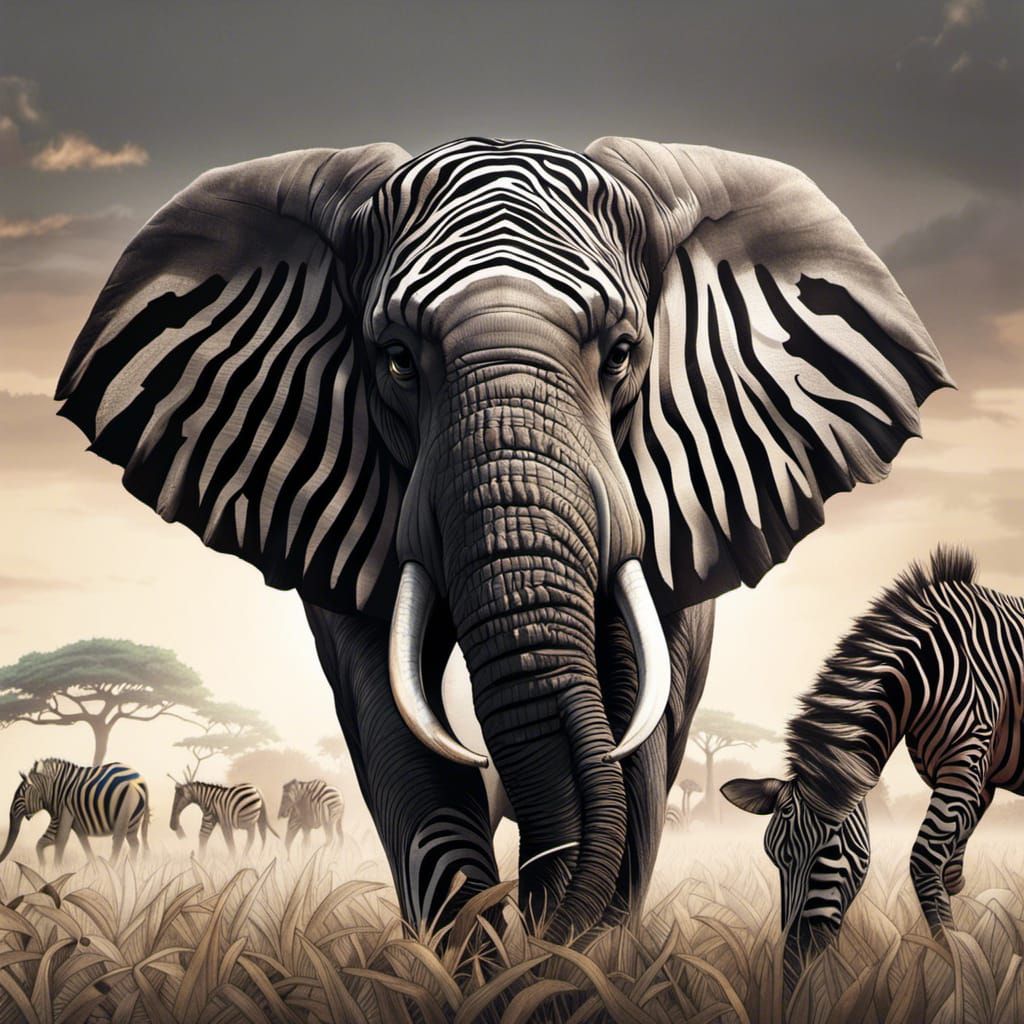 Elephant x Zebra, Animal Hybrids