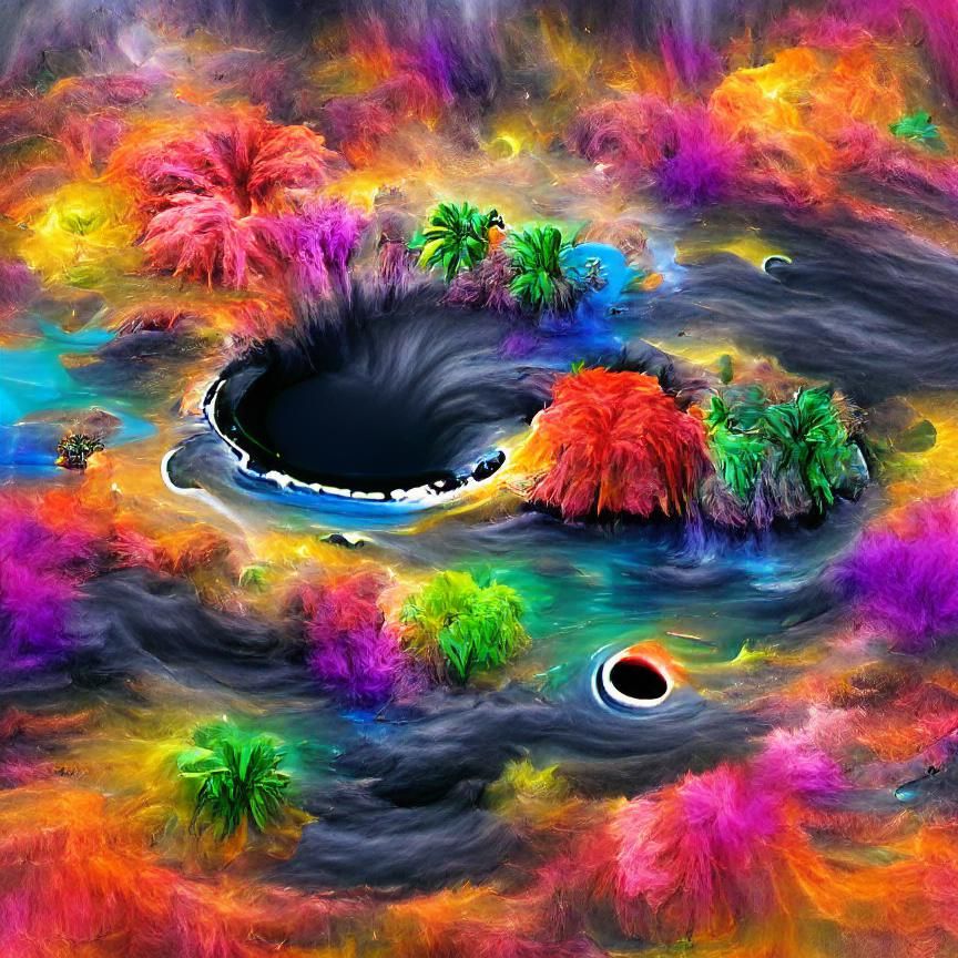 Colorful Black Hole Island