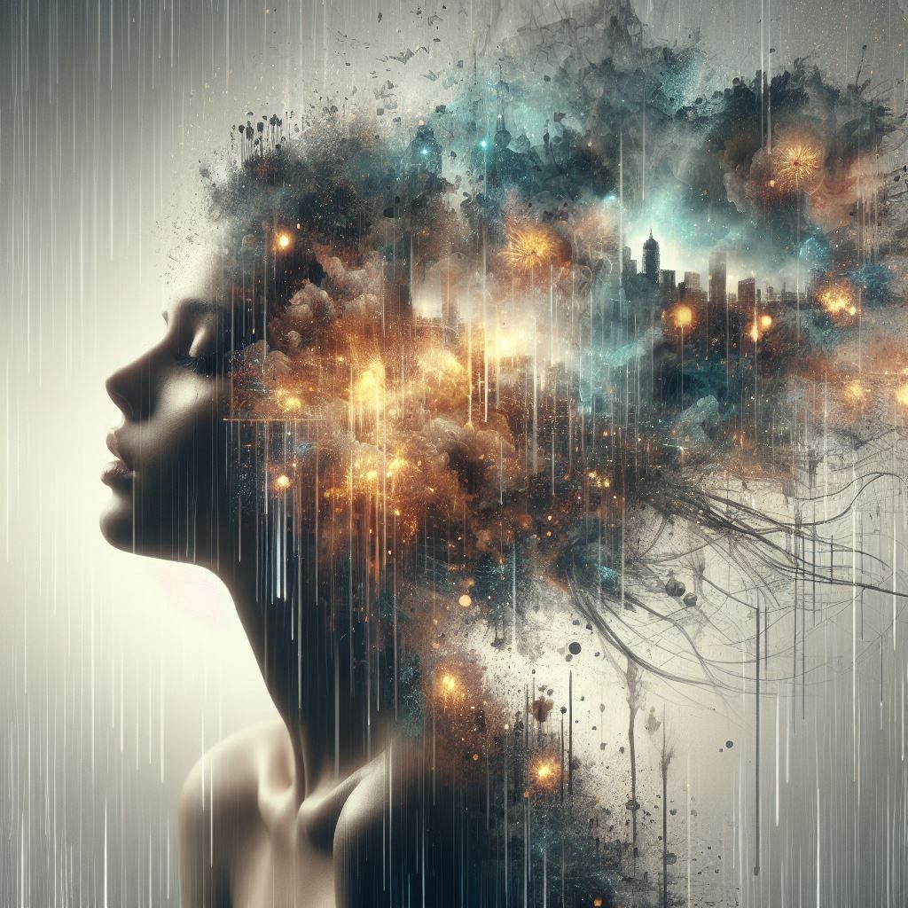 double exposure beautiful fantasy portrait landscape..