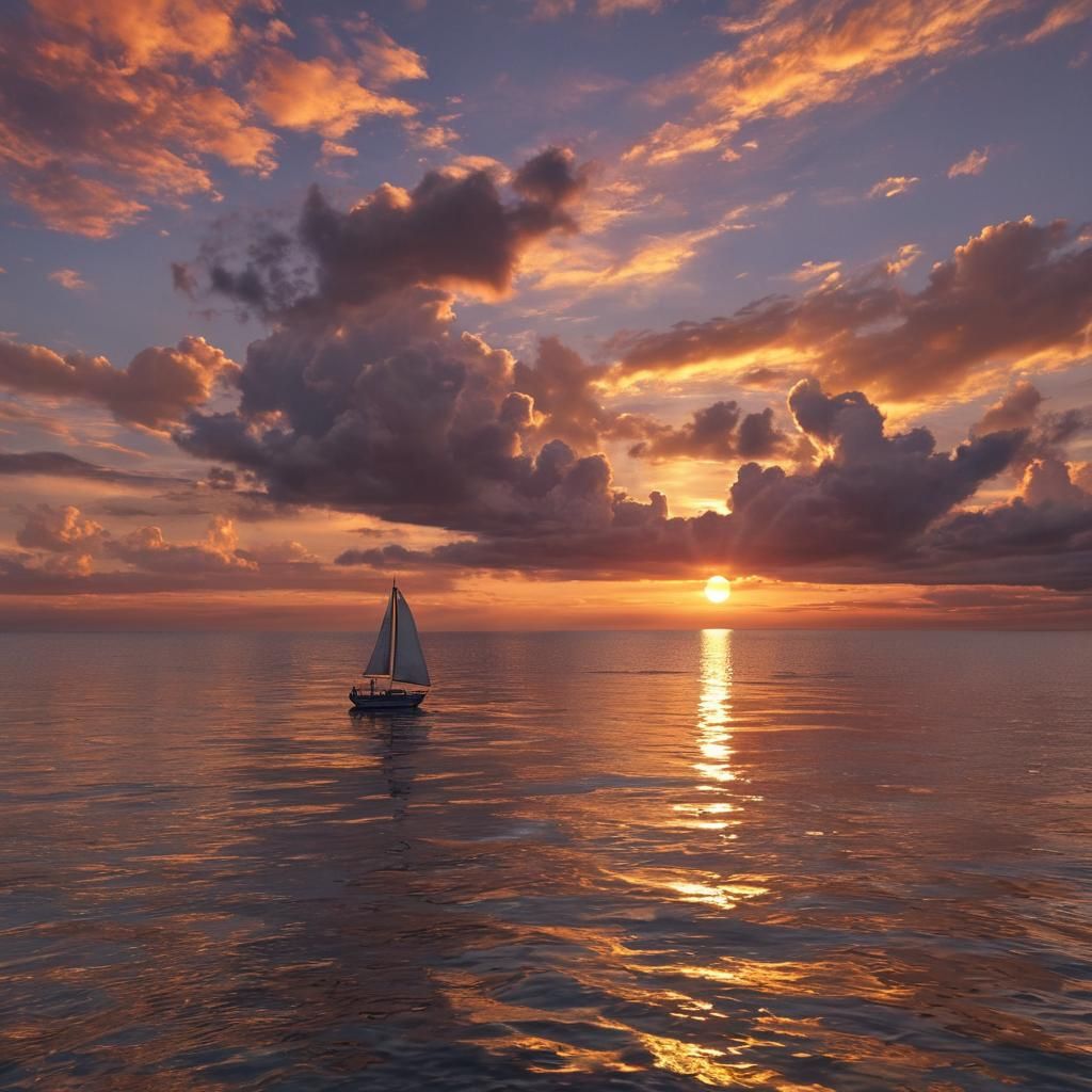 Breathtaking Sunset Seascape in Surreal Style