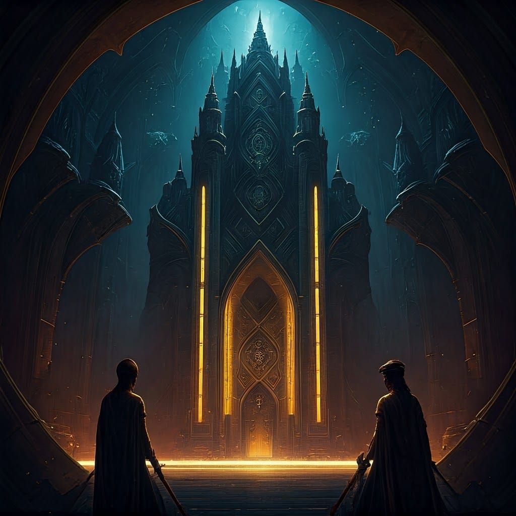 Surrealistic Lioness in Mystical Forest with Glowing Threads