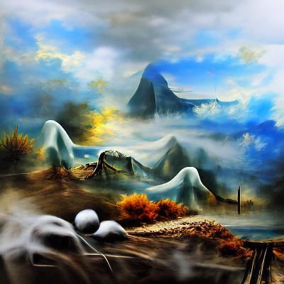 Beautiful misty mountain landscape 8k photorealistic DeviantArt