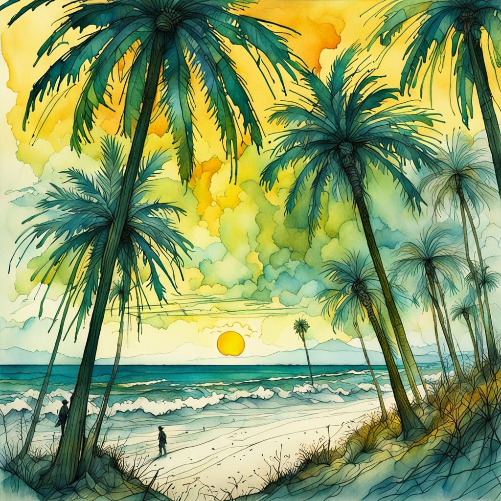PALM TREES Beach Landscape