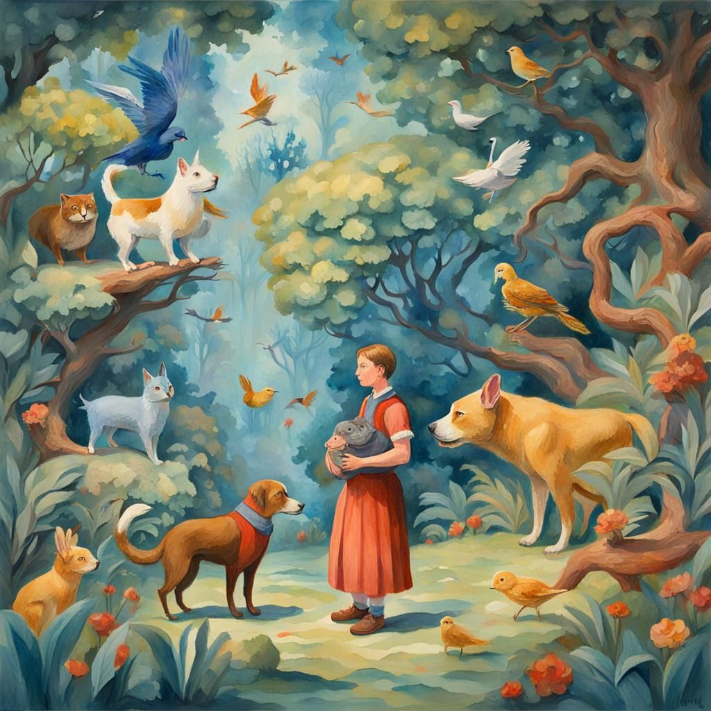 Imaginative scenes featuring characters bonding with their m...