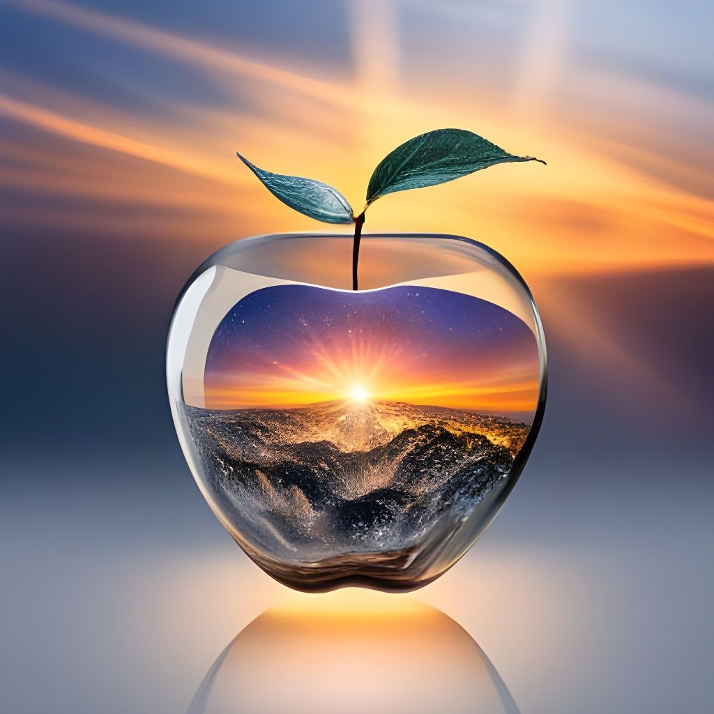 Magical Sunrise inside an Enchanted Crystal Apple