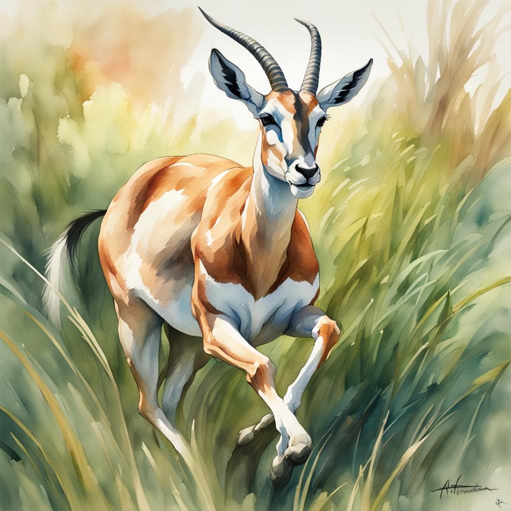 A Graceful Gazelle Galloping Across A Grassy Grove