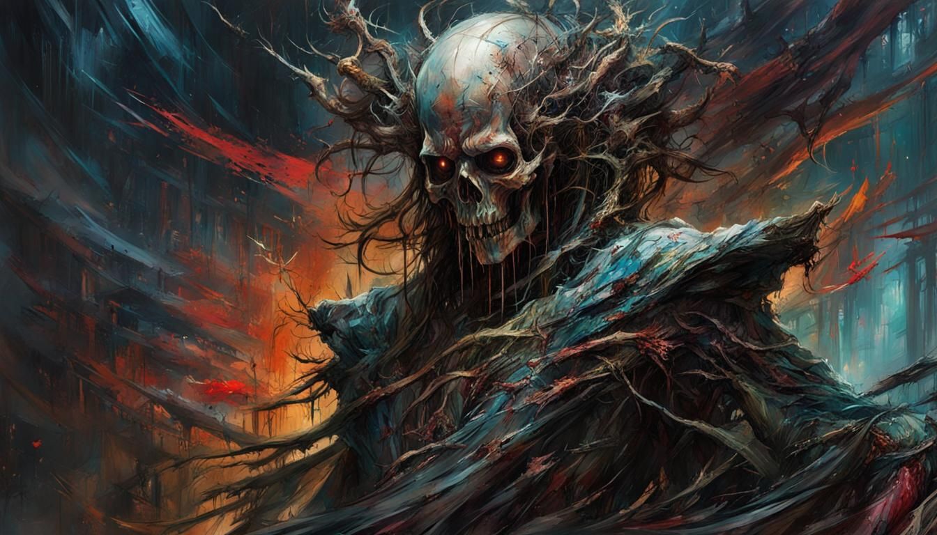 Awe-inspiring painting of Awe-striking A ghastly HorrorCore,...