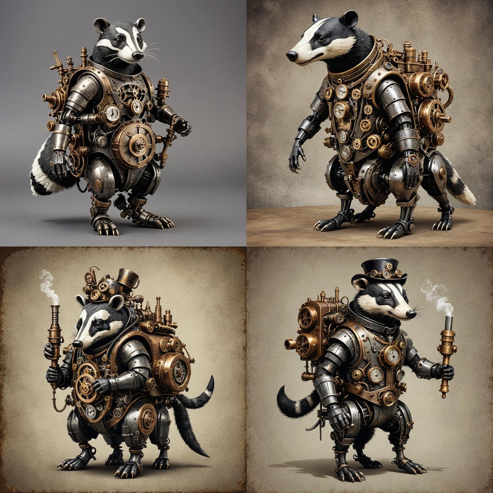 clockwork badger standing on all four legs