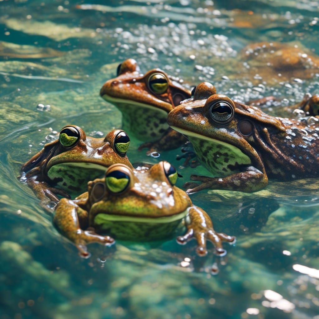  <lora:liquid:1.0>frogs (perfect) swimming across dump  underwater  by @FullMoon