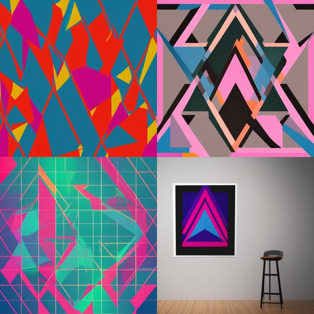 geometric abstraction composed of triangles and inspired by barbie AI