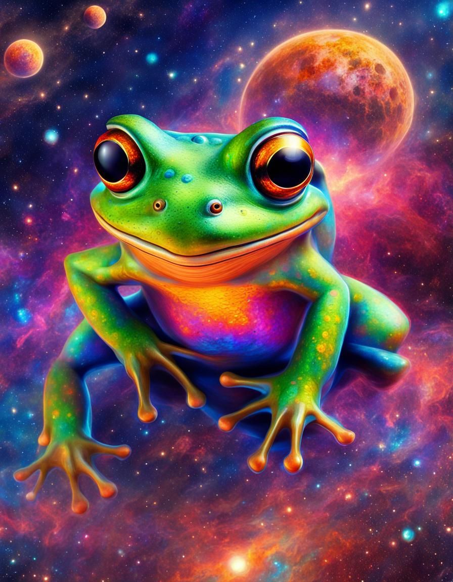 A Frog In The Colourful Galaxy - Ai Generated Artwork - Nightcafe Creator