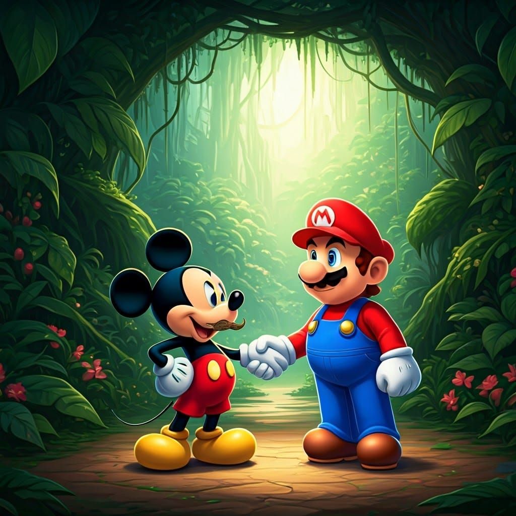 Mario and Mickey Mouse in Magic Forest