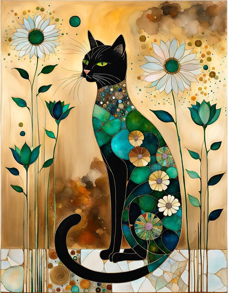 Green and golden cat  by @YukiKenji