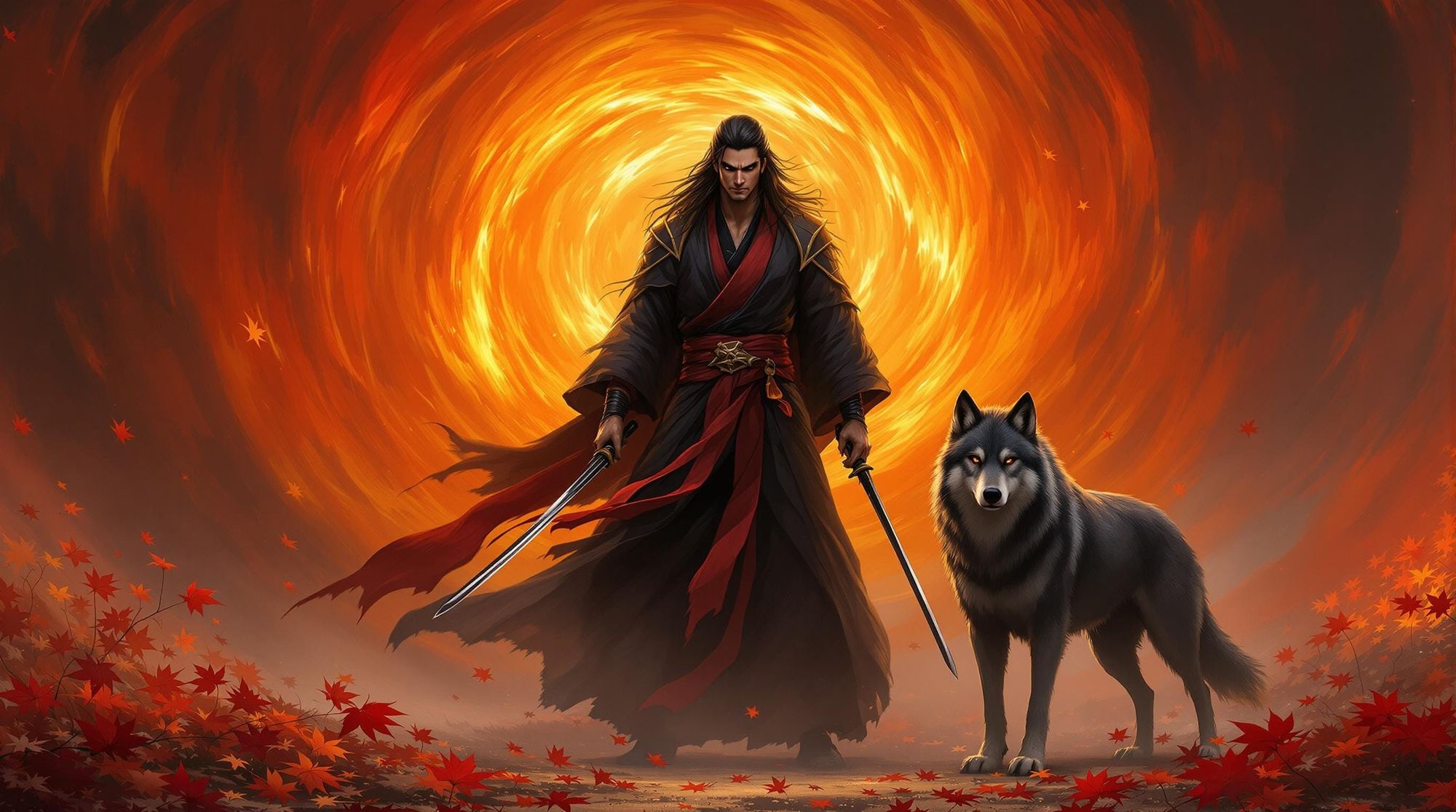 Vortex Inferno Samurai & Wolf - Cyberpunk Samurai Unleashes ...