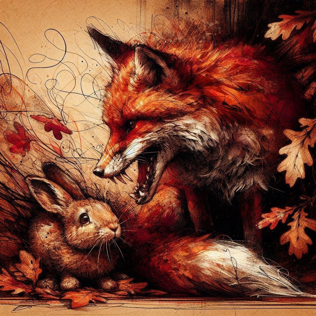 Fox and rabbit