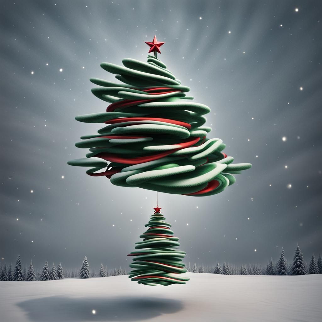 Flying Christmas Tree AI Generated Artwork NightCafe Creator