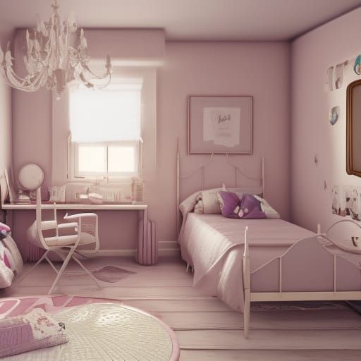Teenage Girl's Bedroom in Detailed Matte Painting