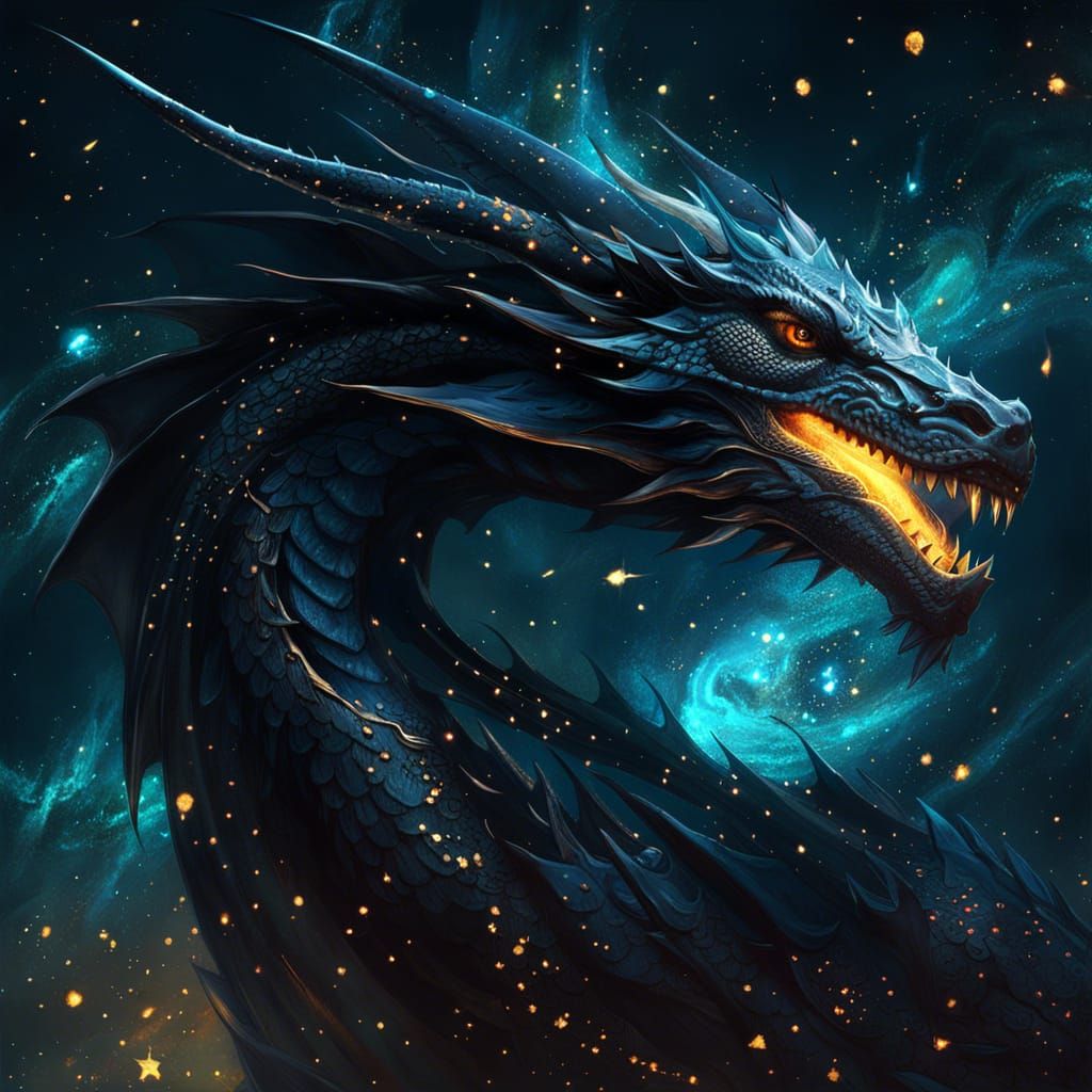 centered gorgeous epic dragon with constellation inside on ...