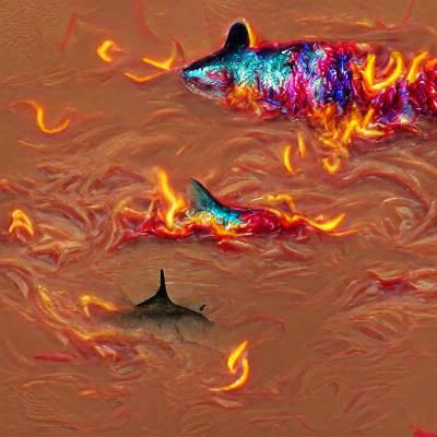 A shark swimming on an inferno graffiti 8k resolution