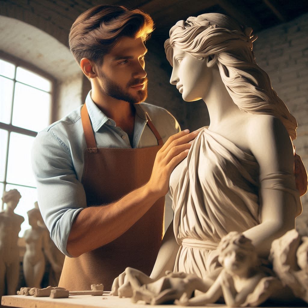 The sculptor with his masterpiece!