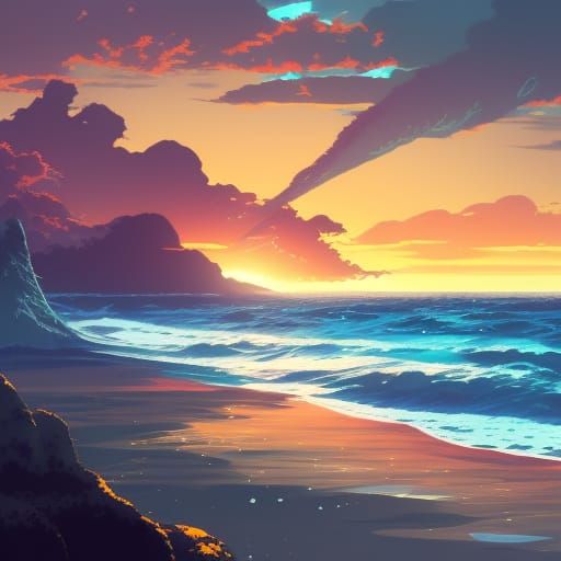 Sunset scene at the beach