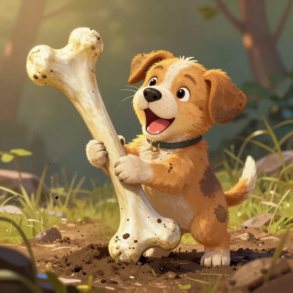 Little puppy found a huuuuge bone  by @Good_Vibes_Only