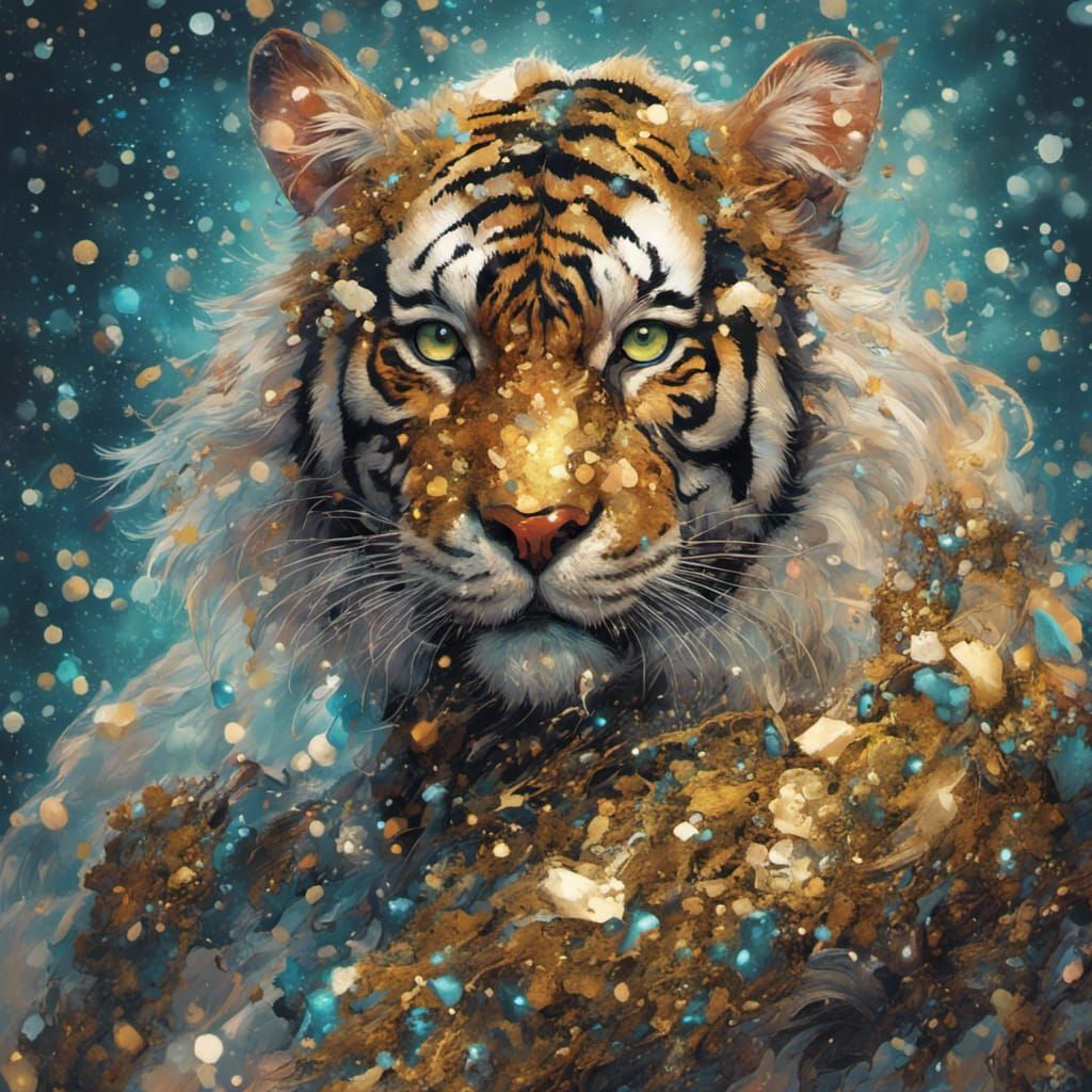Tiger, tiger glittery bright!  by @QueenKittyKat
