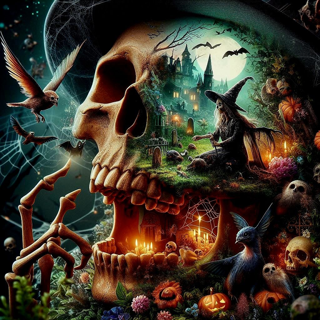 Double exposure skull. Halloween