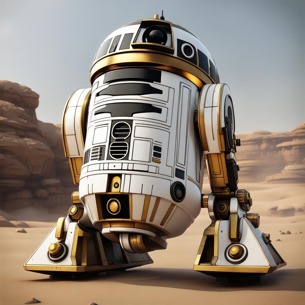 White and gold astromech