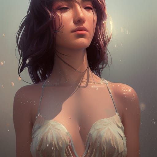 Bathing Suit Portrait in Art Nouveau Style