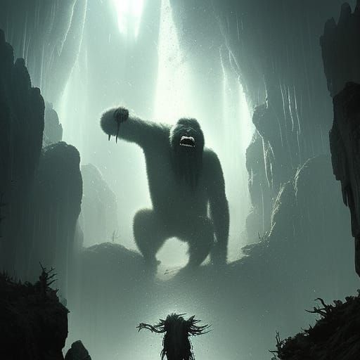 bigfoot in a cave - AI Generated Artwork - NightCafe Creator