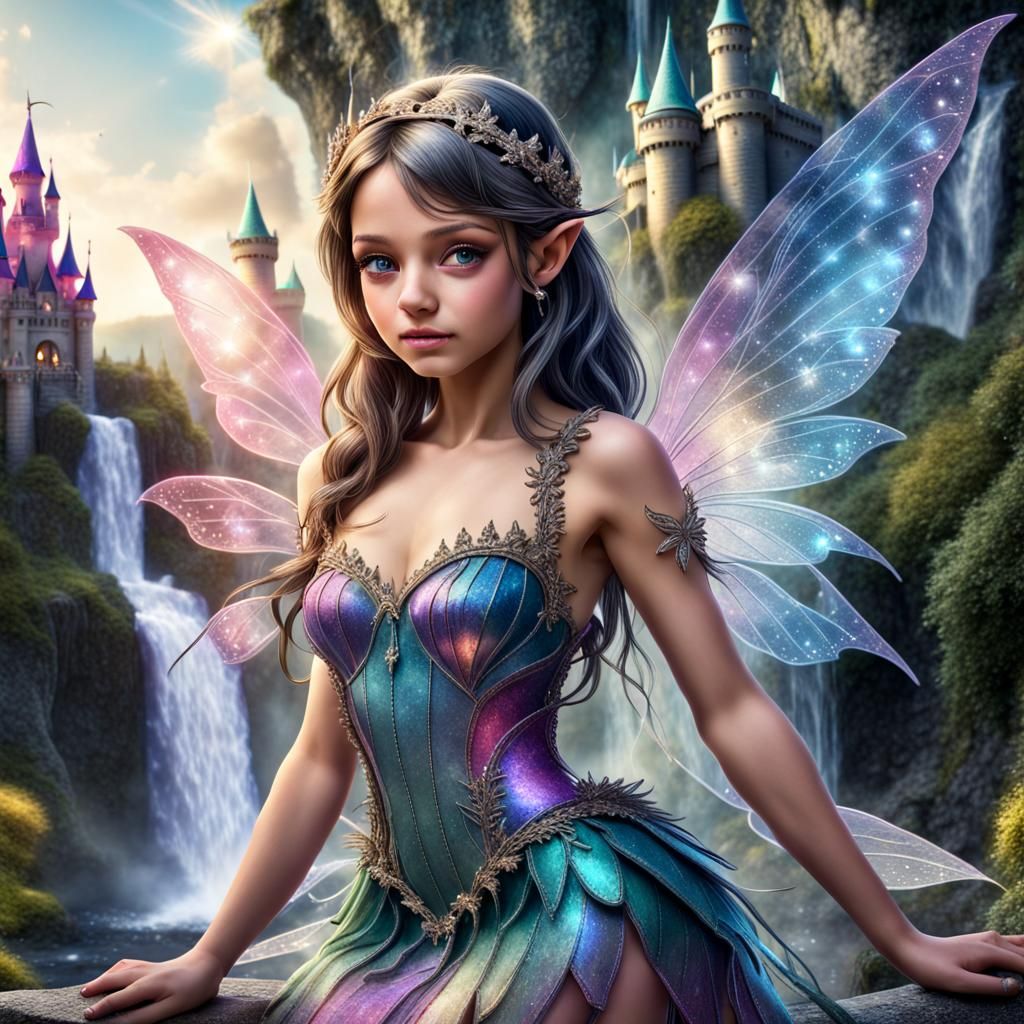 Amazingly Beautiful colorful fancy fantasy fairy with sparkl...