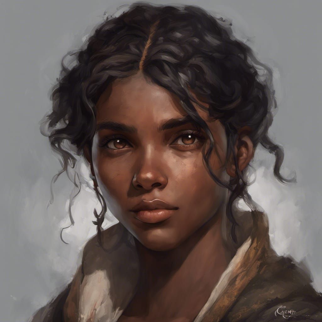 A 22 year old peasant girl. She has cocoa coloured skin, and long ...