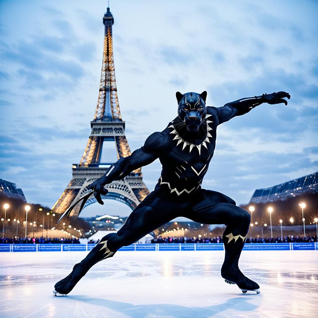 Black Panther Competes At The Paris Olympics - Ai Generated Artwork 