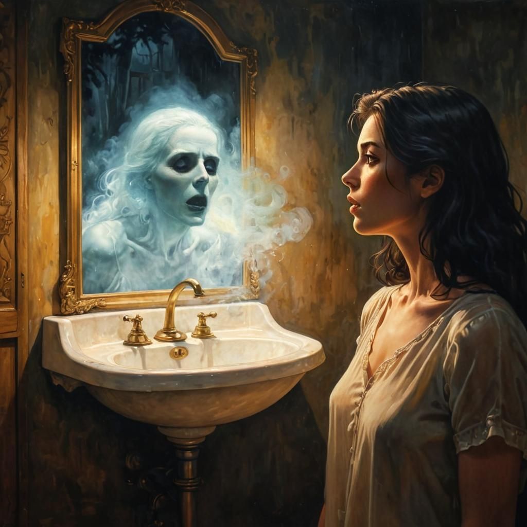 Ghost breaks through the mirror | Victorian era  by @TTRPG_Player