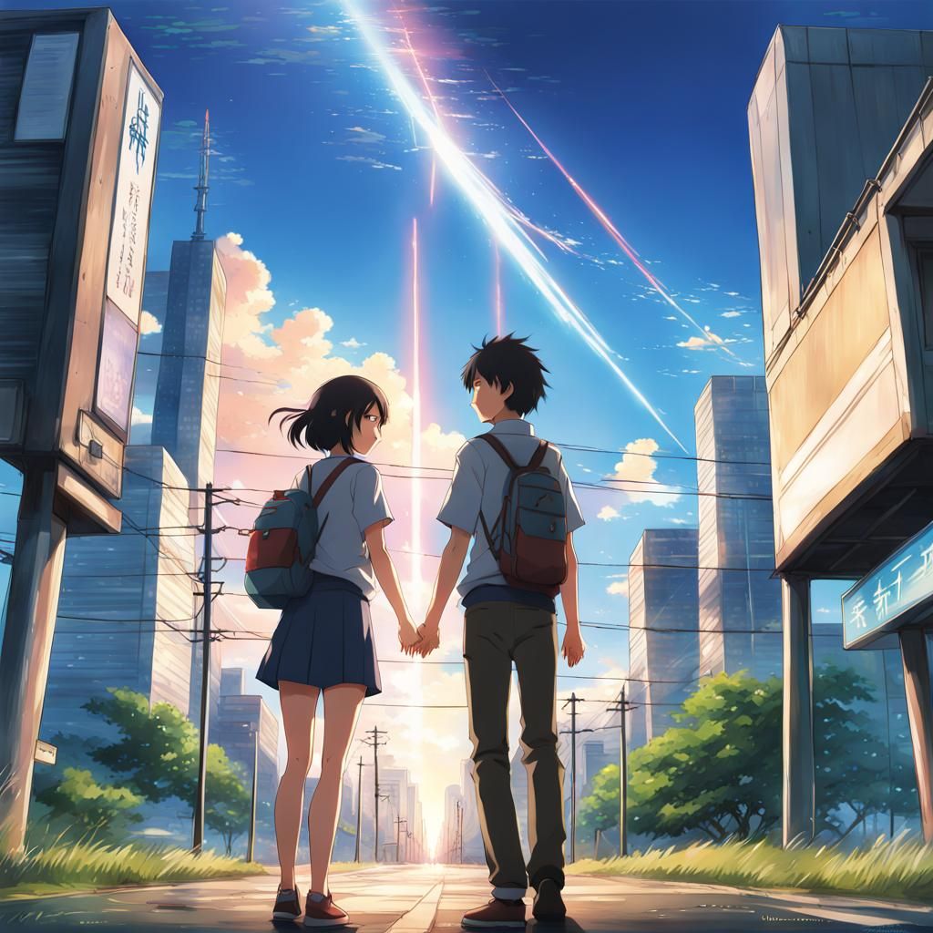 Your name Taki Tachibana (boy) and Mitsuha Miyamizu (girl) anime poster ...