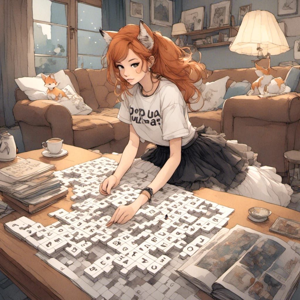 Fox-girl VIXEN wearing a t-shirt and tulle skirt, doing a cr...