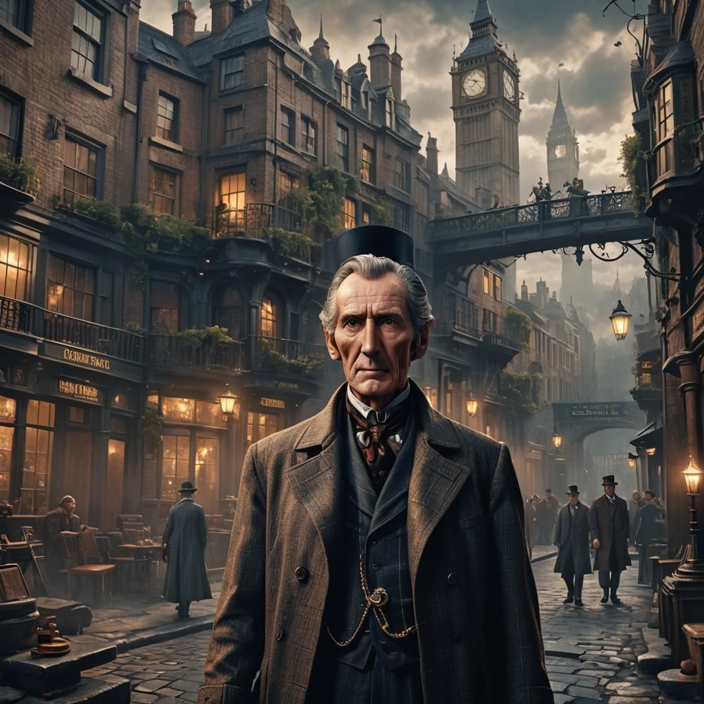 Peter Cushing dressed as Sherlock holmes