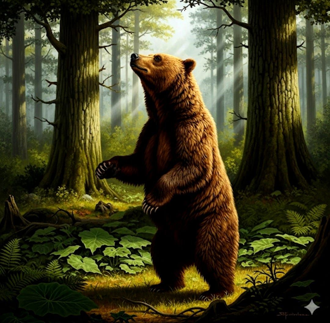 Bear in the style of Zdenek Burian